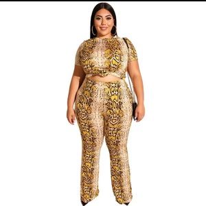 SOLD!! Plus Size Snake Crop Top Flare Pants 2